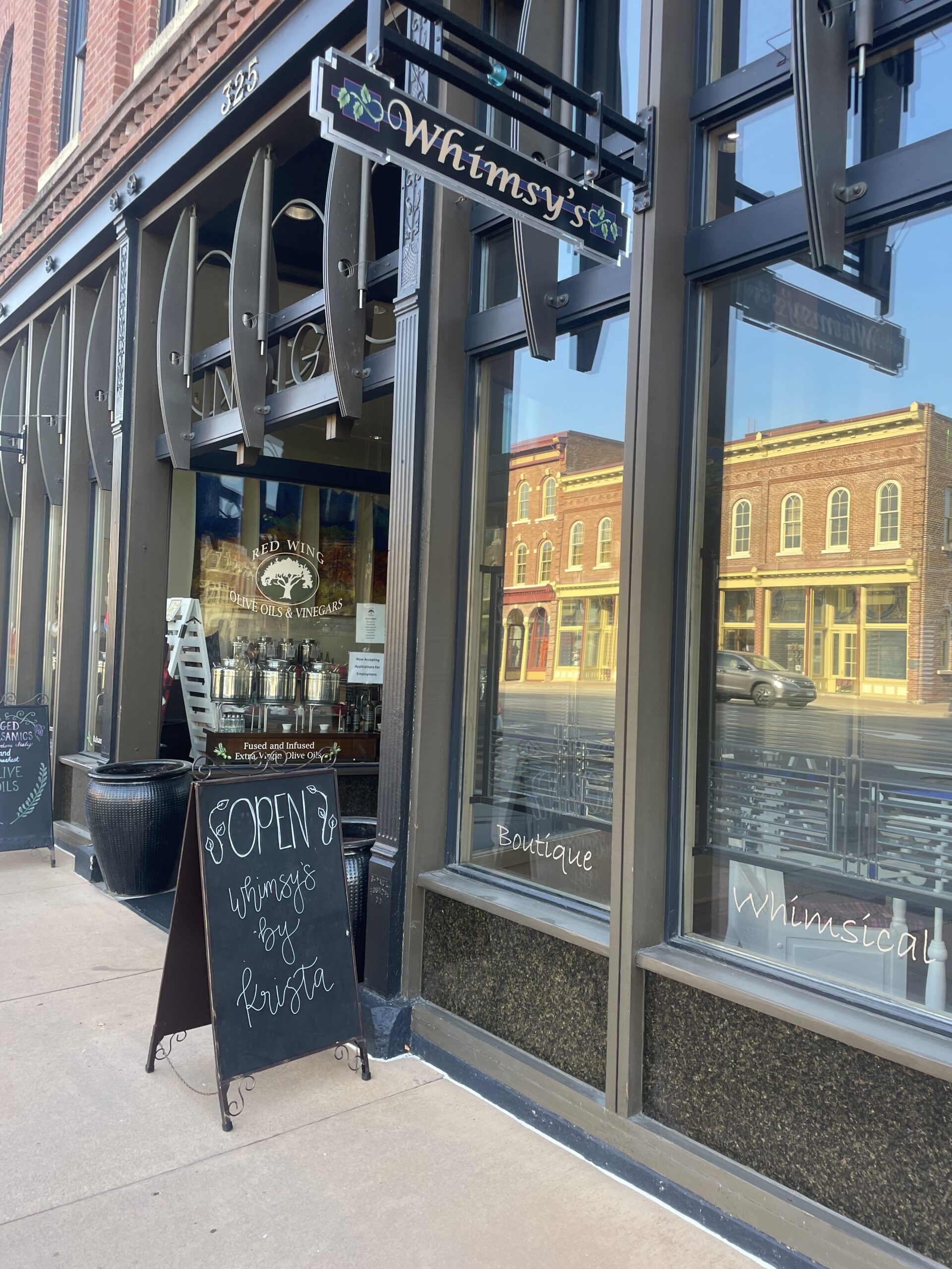 Photo of the store front of Whimy's by Krista located on Main Street in Red Wing, MN