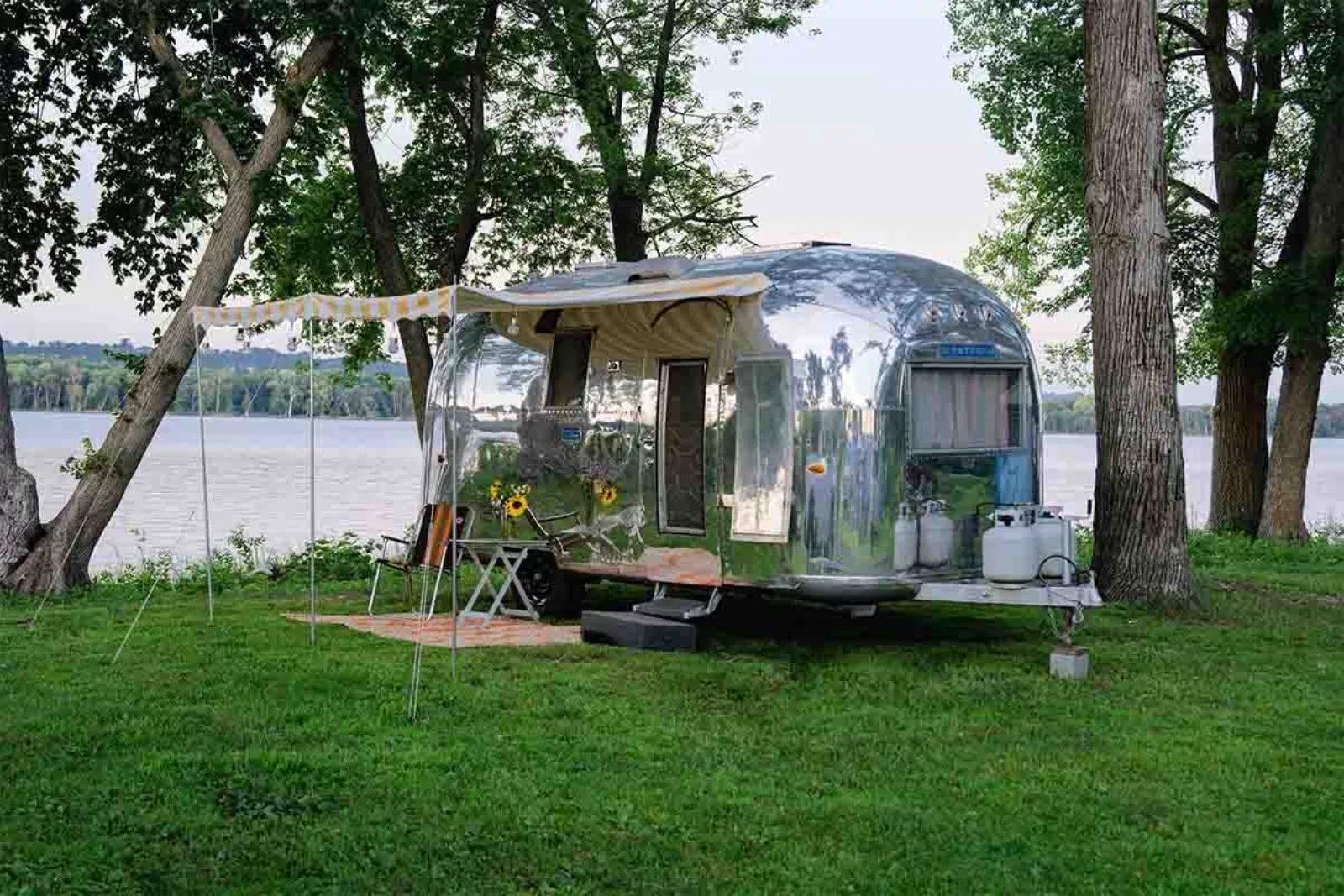 photo of airstream camper parked at Treasure Island Resort & Casino in Red Wing, Minnesota