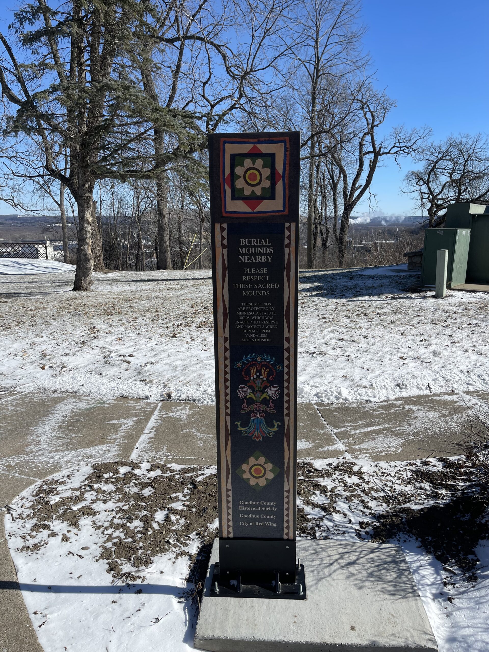 Photo of sacred burial ground memorial located on Oak Street behind the Goodhue County Historical society