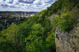 Rock Climbing at barn bluff in Red Wing Minnesota