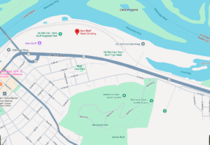 barn bluff aerial map of rock climbing area
