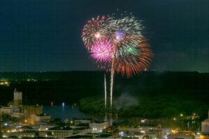 Firework photo over the Mississippi River IN Red Wing, MN