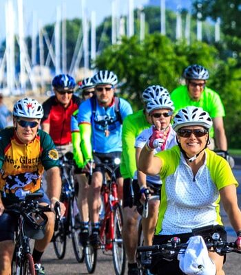 photo of cyclists at Tour De Pepin in Lake City, MN.